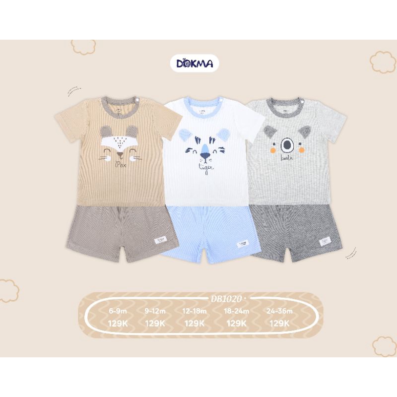 Bộ cộc tay cài vai cải cotton tăm mềm mịn cho bé từ 6 đến 36 tháng dokma