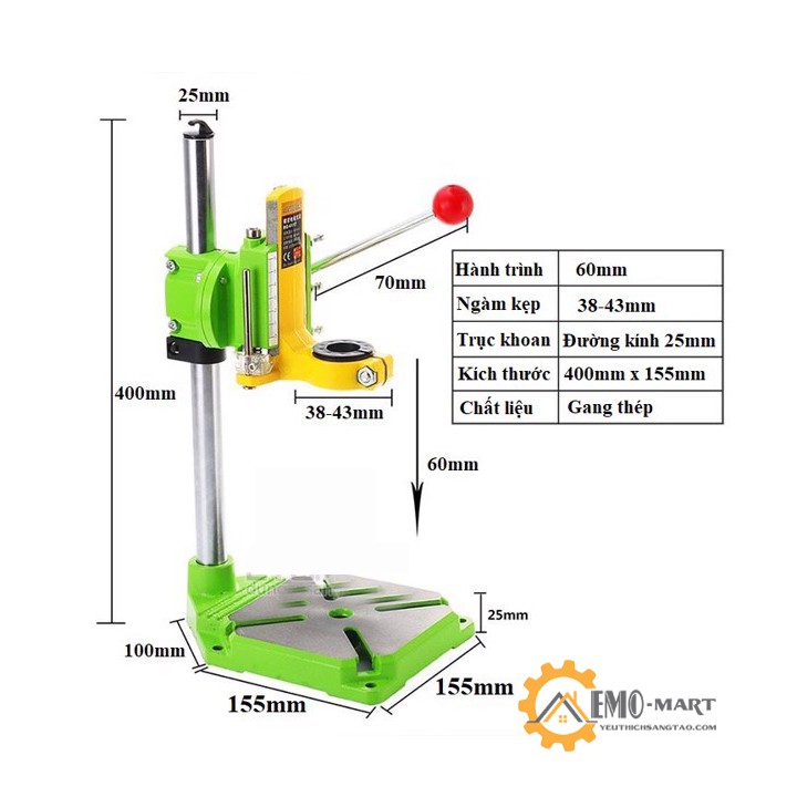 ⚡️𝐇𝐚̀𝐧𝐠 𝐂𝐡𝐢́𝐧𝐡 𝐇𝐚̃𝐧𝐠⚡️ Khung khoan bàn miniQ BG-6117 ⚡️ Làm bằng gang chịu lực - Kích thước đầu khoan từ 38mm đến 43mm