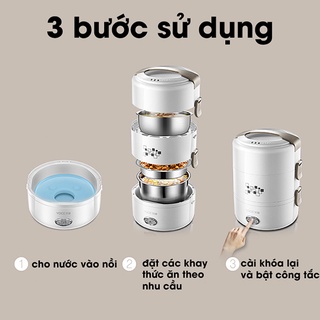 HỘP CƠM ĐIỆN MINI 3 TẦNG CAO CẤP