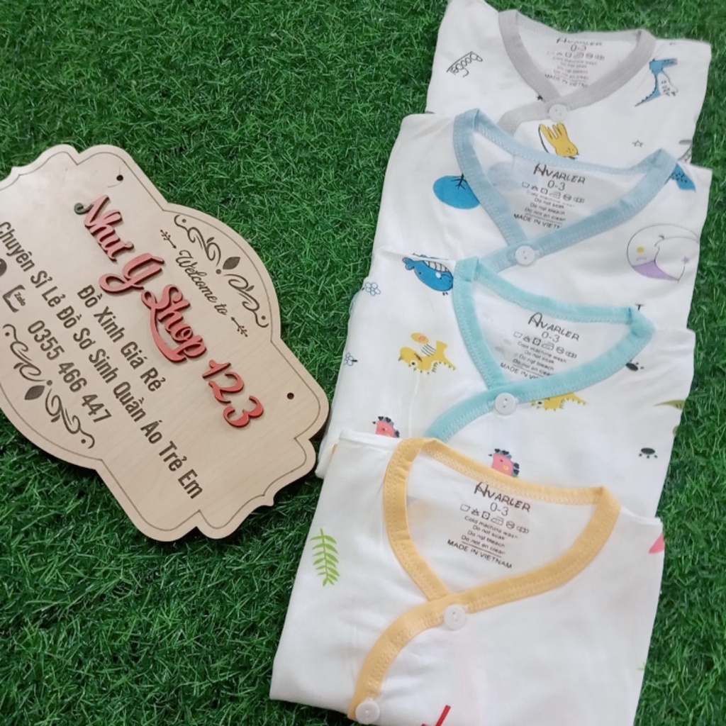 [A35 - Siêu Mềm, Nhiều Mẫu] Bộ Cộc Tay Thun Lạnh Avaler Sơ Sinh Vạt Chéo ( Ảnh Thật Tự Chụp Video Tự Quay)