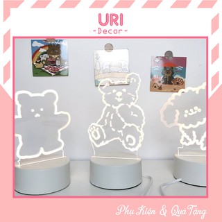 Đèn ngủ mini để bàn trang trí decor phòng hình gấu cún trắng trong suốt ♥️ URI DECOR ♥