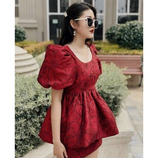 Set gấm tay phồng chân váy