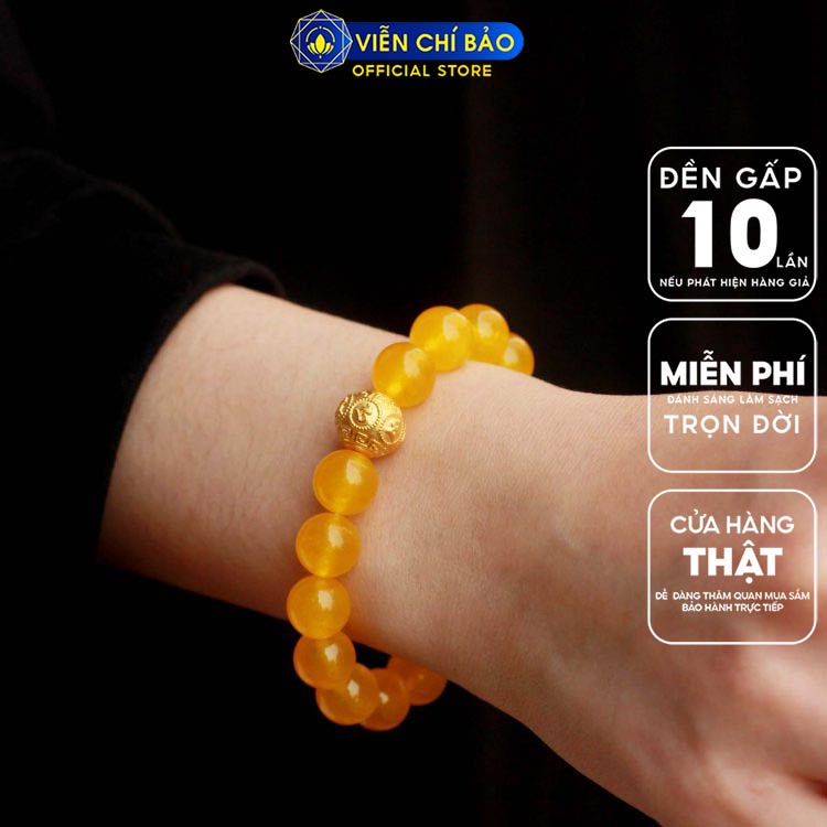 Vòng tay Lục Tự vàng Charm vàng 24K thời trang phụ kiện trang sức Viễn Chí Bảo V000513 C240078