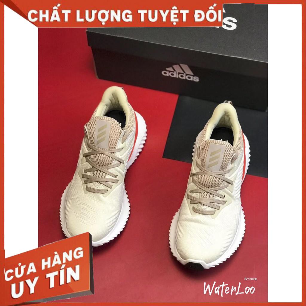 (HÀNG CHUẨN+QUÀ TẶNG) Giày thể thao sneaker nam nữ ALPHABOUNCE Beyond 2018 Cream White Red Màu kem trắng sữa đế trắng đỏ