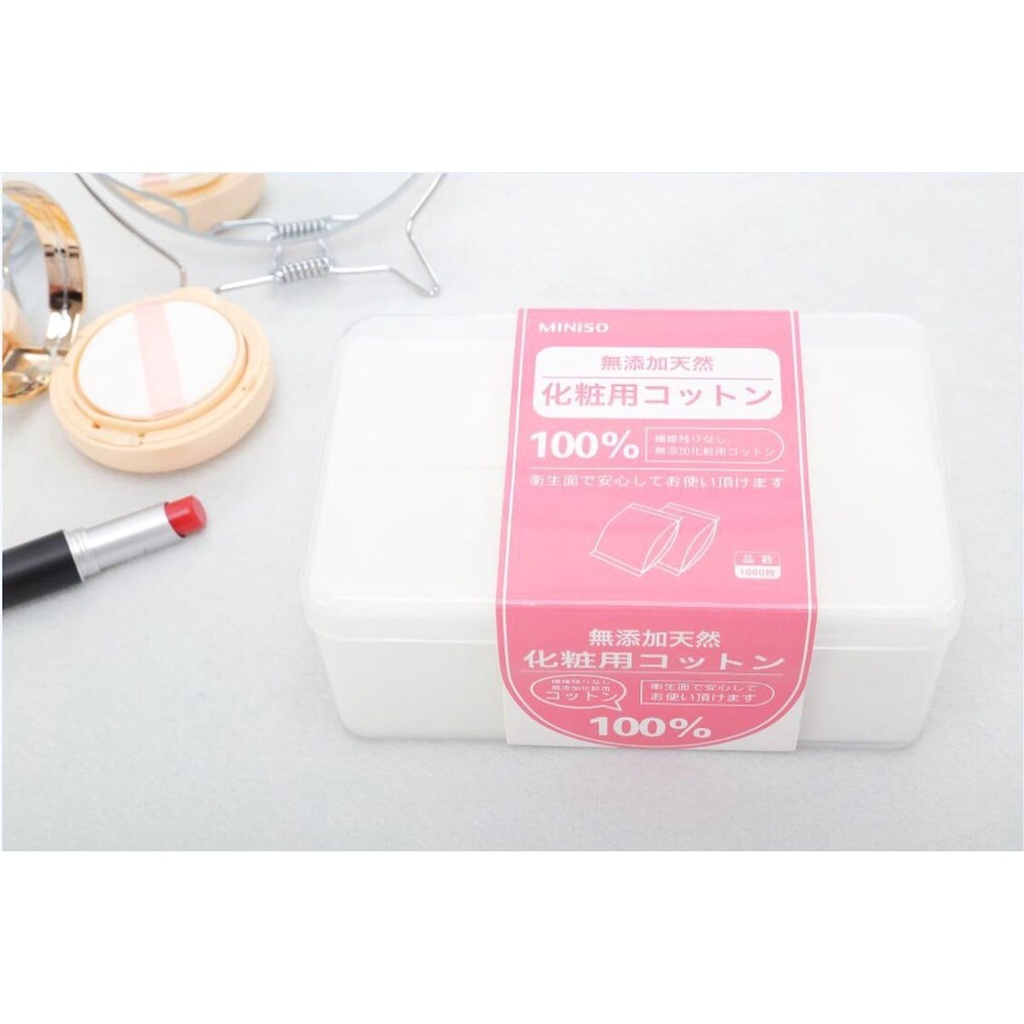 Bông tẩy trang Miniso Nhật Bản 3 Lớp 180 miếng 1000 miếng SeemeBeauty