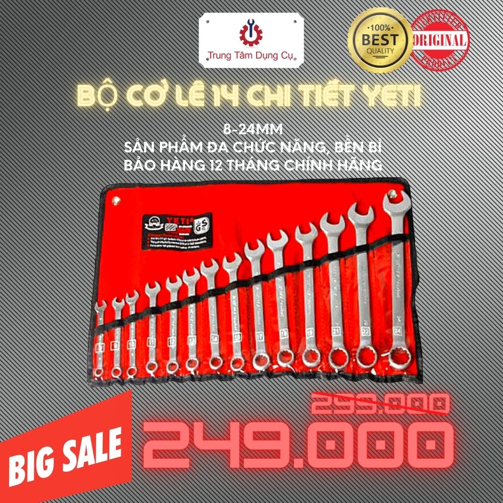 Bộ Cờ Lê vòng miệng 14 chi tiết 8-24mm Yeti - Chính hãng