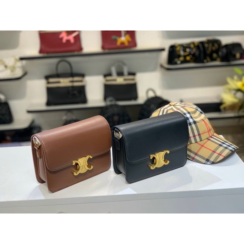 [MA CELI1190] Túi đeo chéo 2 màu đen và nâu sz 18 full box - kèm ảnh thật HANA BAG