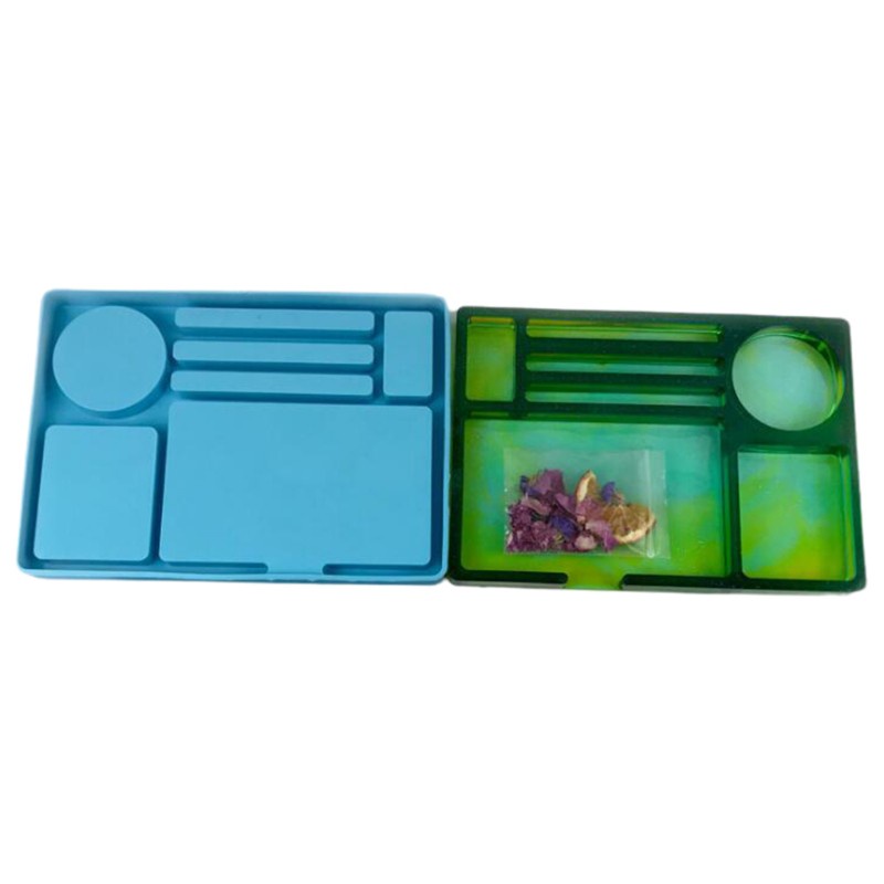 AUTU  Jewelry Storage Container Plate Epoxy Resin Mold Makeup Tray Silicone Mould DIY Crafts Casting Tool