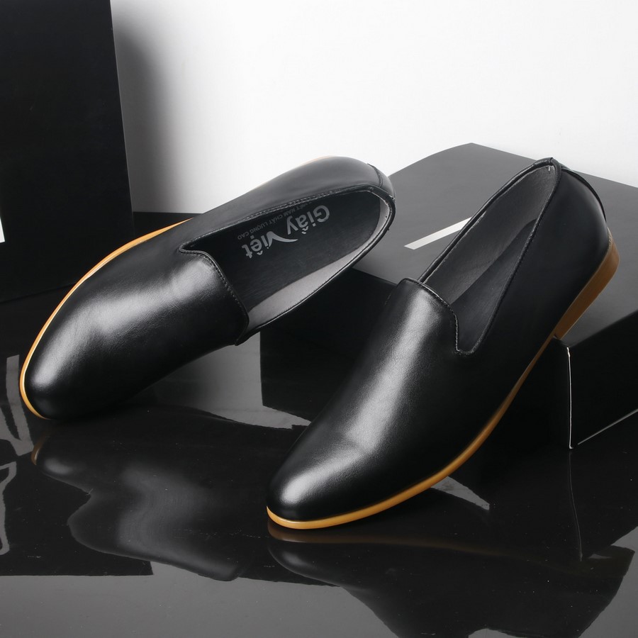 Giày lười nam đen đế vàng siêu bền đẹp GN336 Gấu Nâu | BigBuy360 - bigbuy360.vn