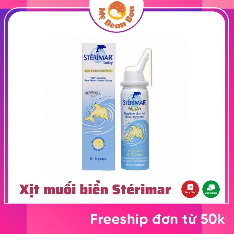 Xịt Muối Biển Cá Heo Vàng, Cá Heo Cam Sterim Pháp 100ml Vệ Sinh Rửa Mũi Cho Bé Sơ Sinh 0 Đến 3 Tuổi