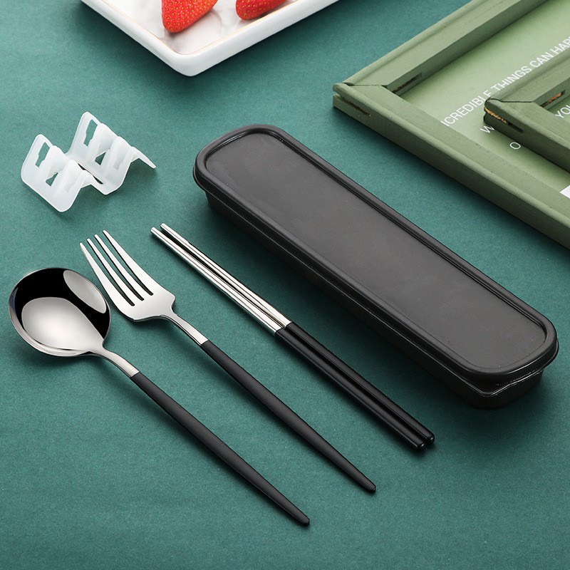 Bộ Thìa Đũa Inox 304 Cao Cấp cá nhân có hộp đựng - Hộp thìa dĩa văn phòng, du lịch tiện dụng