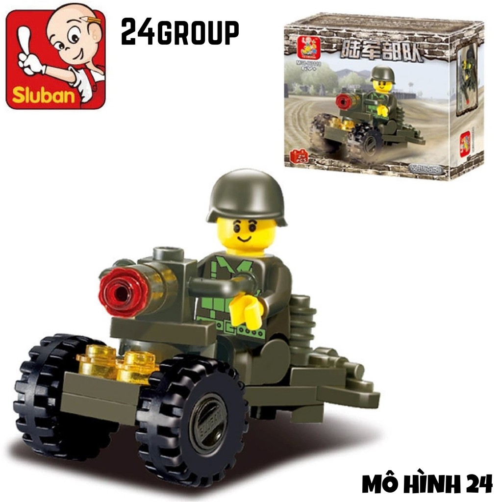 Mô hình Đồ chơi Lắp ráp lego XE TĂNG QUÂN SỰ MINI MOC tự cân bằng lực 7025 quân đội sluban 24 chi tiết pcs trẻ em logo