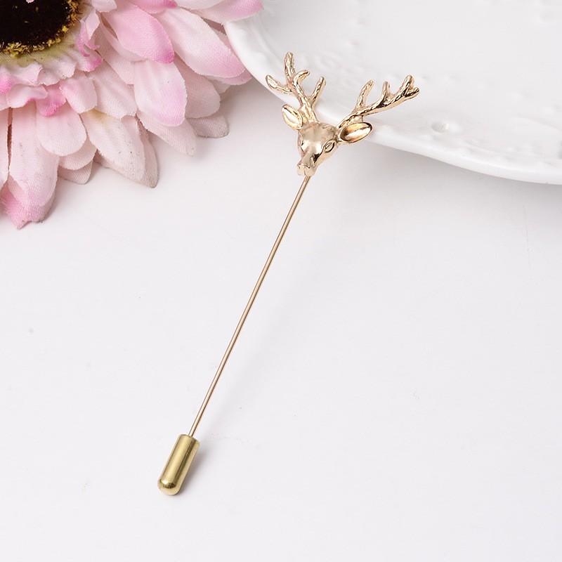 Trâm Ghim cài áo Vest Nam &amp; Nữ thời trang Lapel Pin hình đầu tuần lộc TR-107 {Phụ Kiện Vest nam - AdamZone}