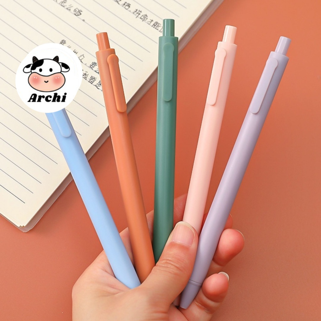 Bút bi bấm mực đen dễ thương cute ngòi 0.5mm màu pastel