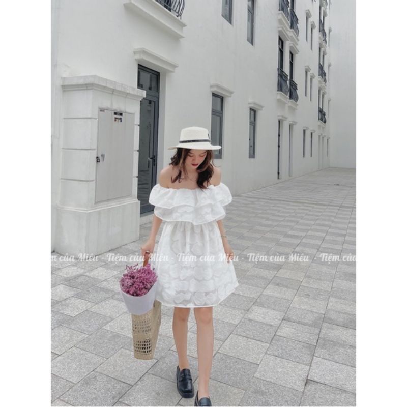 💢Váy trễ vai tơ hoa bánh bèo xinhh dã mannn🌸🌸🌸