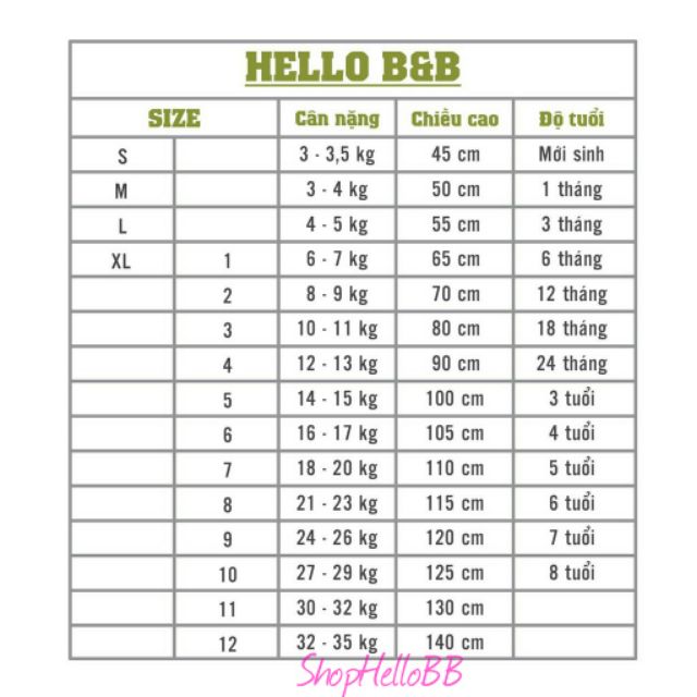 [Hello BB] size 5-7 bé 14-20kg BỘ NGẮN TRẮNG IN CÀI VAI Hello B&amp;B hình in quần và áogiao ngẫu nhiên (có thể không trùng)