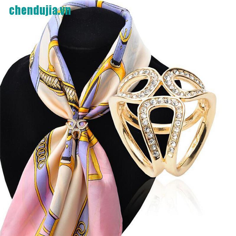 [Endujia] Kẹp Cài Khăn Choàng Lụa Pha Lê Màu Vàng / Bạc Mới