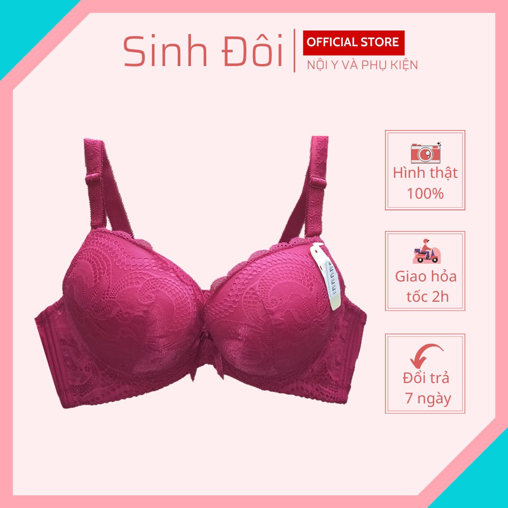 Áo ngực nữ ren nâng ngực tạo khe mút dày có gọng lưng bản lớn 3 móc cài size 36-38-40 mặc áo dài