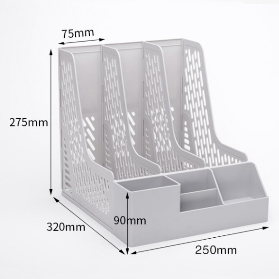 Khay đựng đồ văn phòng phẩm 3 ngăn, File đựng tài liệu, Giá để tài liệu giấy tờ có kèm khay đựng bút.