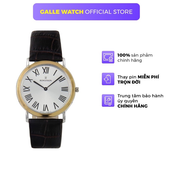 Đồng hồ Romanson Men Watch TL5111MCWH nam mặt nhỏ mỏng kính chống xước máy Thụy Sĩ chống nước dây da cao cấp chính hãng