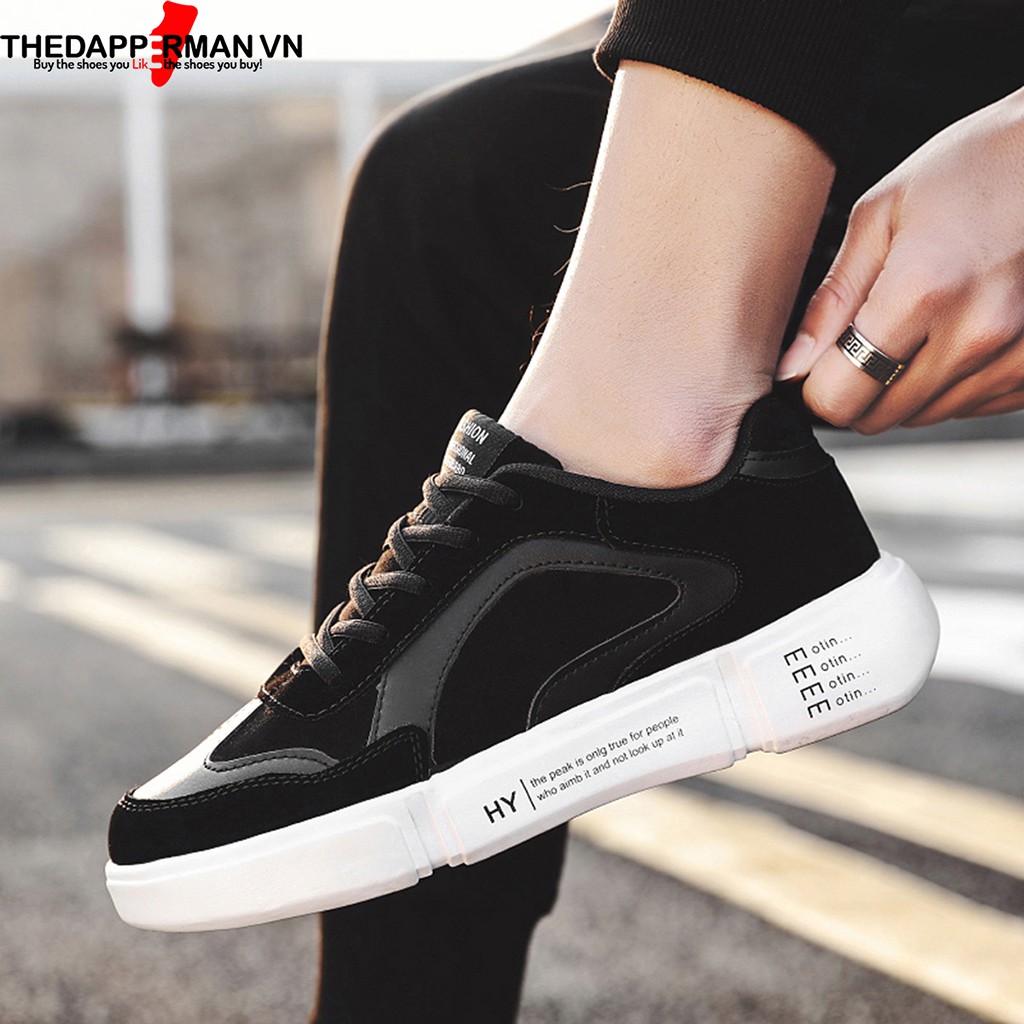 Giày thể thao sneaker nam THEDAPPERMAN WD887 chất liệu da lộn, đế cao su nhiệt dẻo, êm chân, chống trơn trượt, màu đen