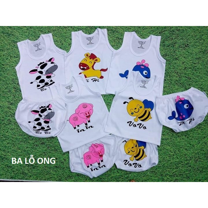 Combo 5 bộ ba lỗ bé trai, ba lỗ bé gái size 4-15kg