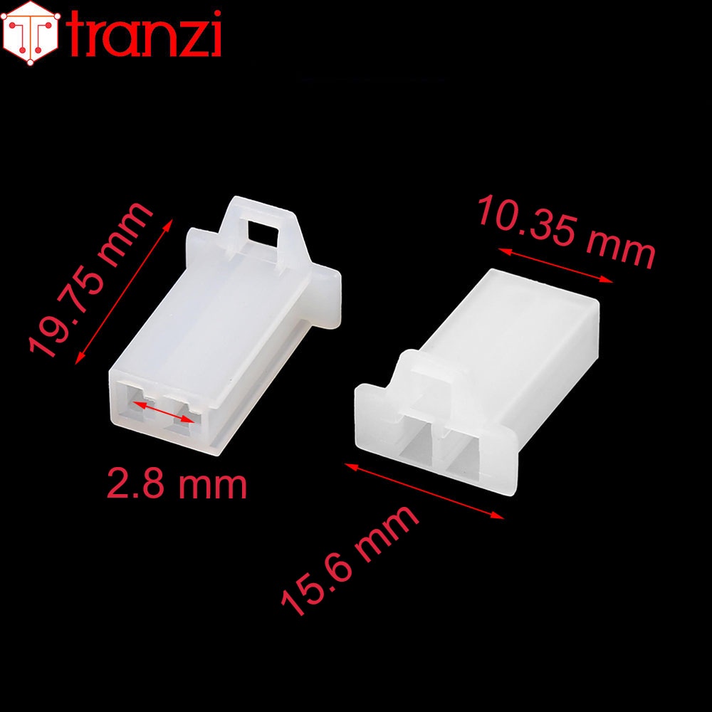 Vỏ header 2.8mm 28050 2P bộ đực cái trắng - túi 10 bộ đực cái