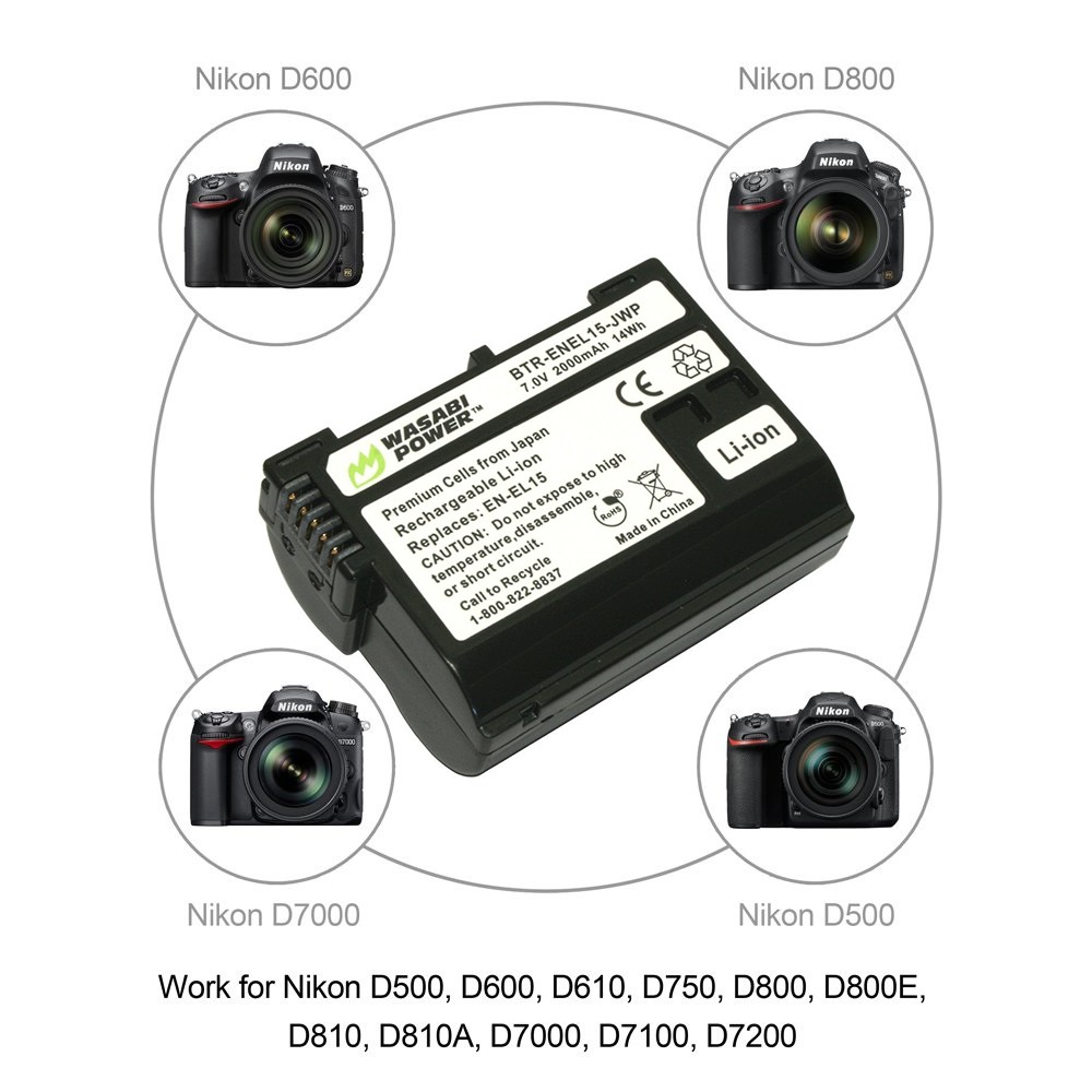PIN WASABI EN-EL15 FOR NIKON D610 D810 D7000 D7100