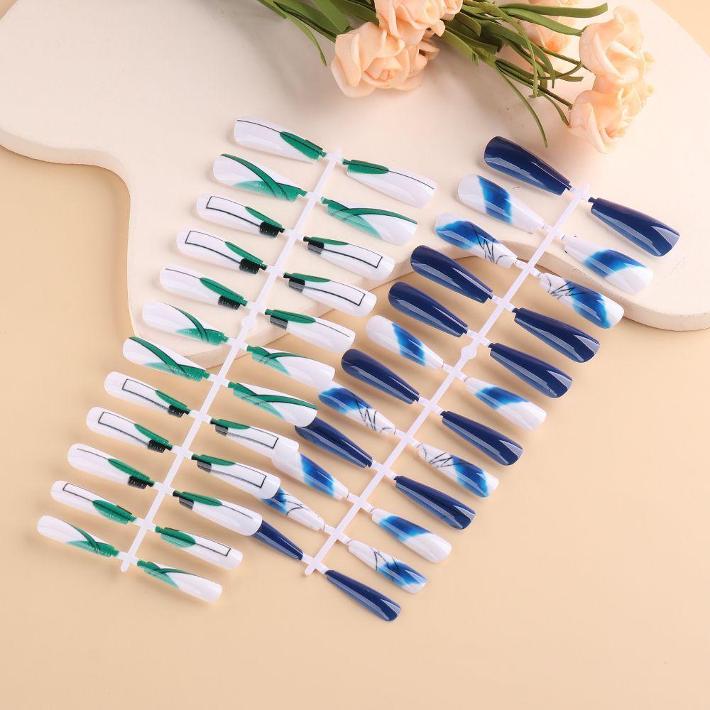 Bộ Móng Tay Giả Che Phủ Toàn Diện Màu Xanh Lá DIY