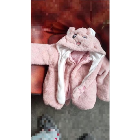 Áo lông tai thỏ nhún nhảy dễ thương thời trang baybe