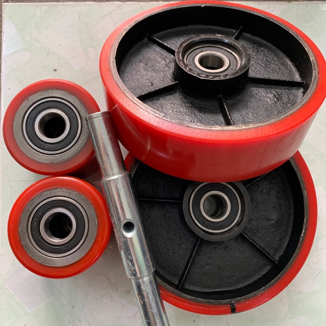 Combo 4 bánh xe nâng tay + 1 cây cốt bánh lái