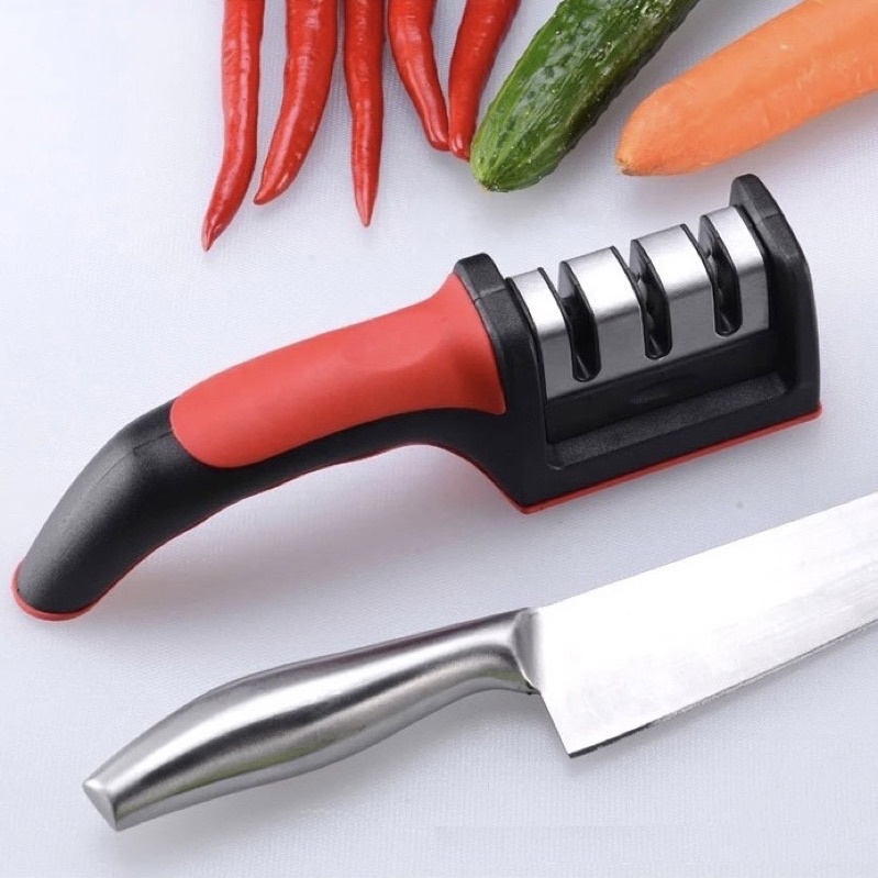 Dụng Cụ Mài Dao Kéo 3 Rãnh 3 Cấp Độ Chất Liệu Thép Không Gỉ Có Tay Cầm Tiện Lợi