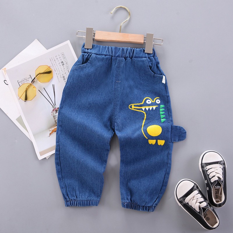 Quần bò dáng Jogger hình Khủng Long cho bé 10-20kg