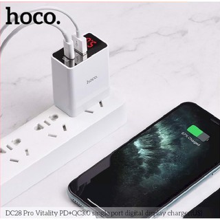 Cốc Sạc nhanh Hoco DC28 2 USB (1 Cổng USB C PD 18W 1 cổng USB QC3.0)