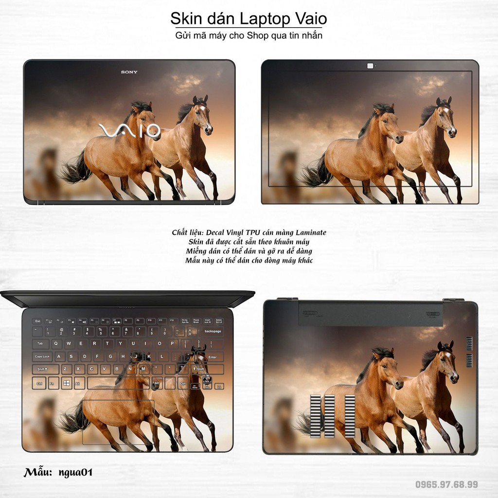 Skin dán Laptop Sony Vaio in hình Con ngựa (inbox mã máy cho Shop)