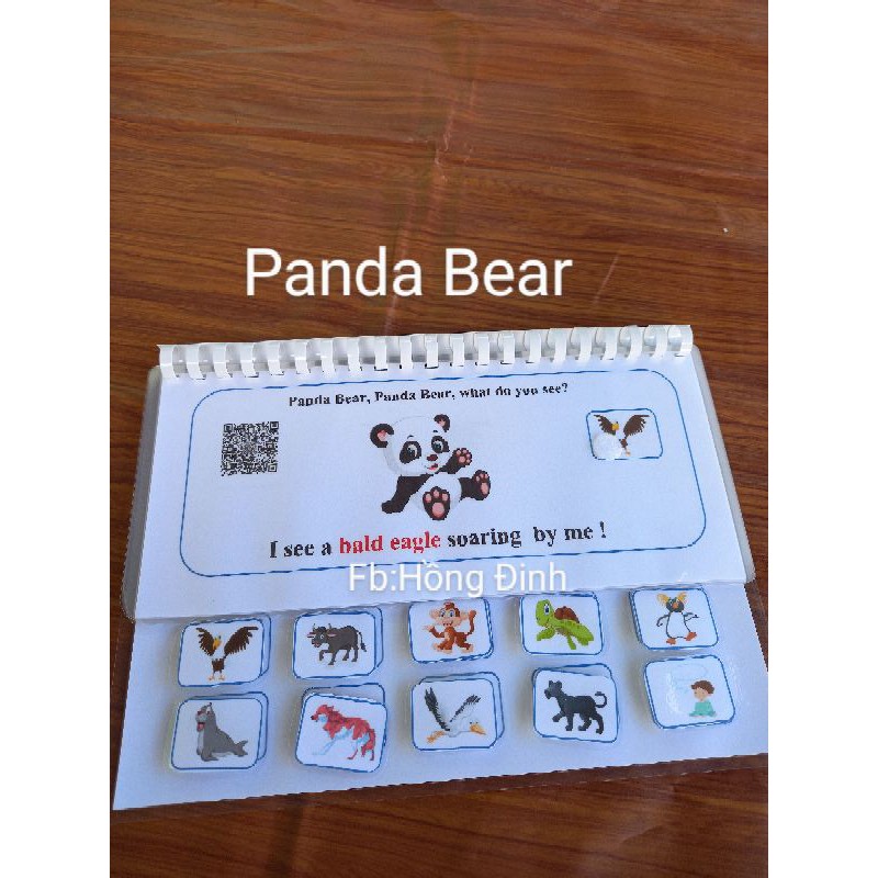 Bộ Bear 4 cuốn : Brown/Panda/Baby/Polar Bear bóc dán~Đồ chơi giáo dục Montessori