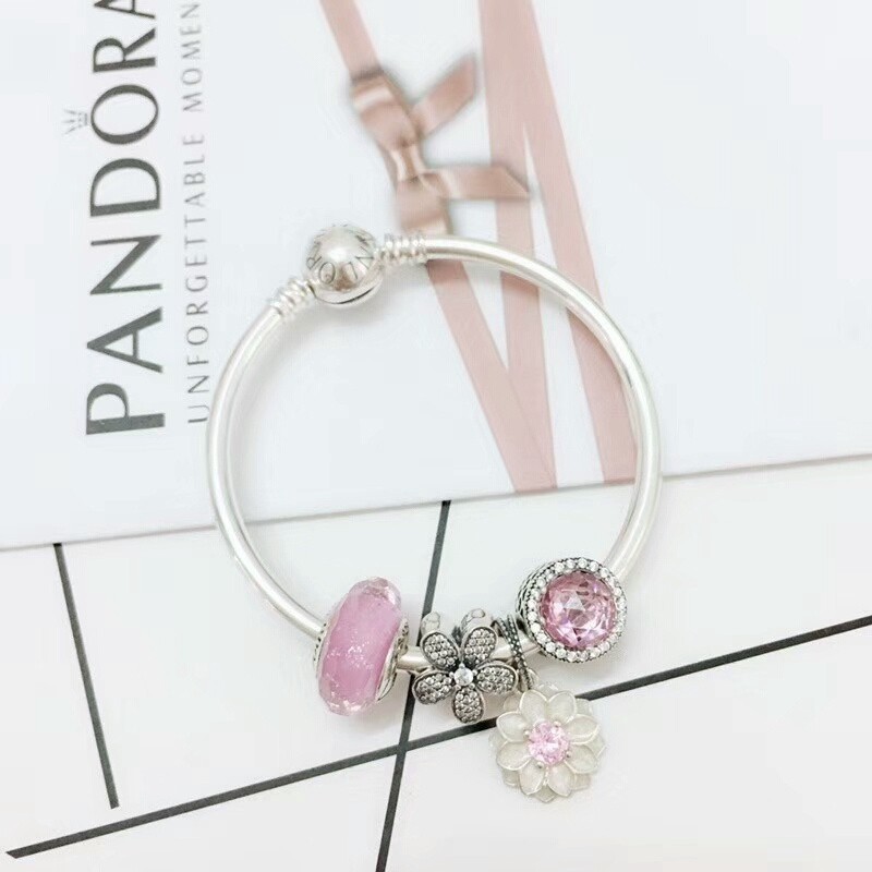 Pandora Vòng Tay Mạ Bạc 925 Asrt666 Đính Đá Pha Lê Xanh Dương Thời Trang Cho Nữ