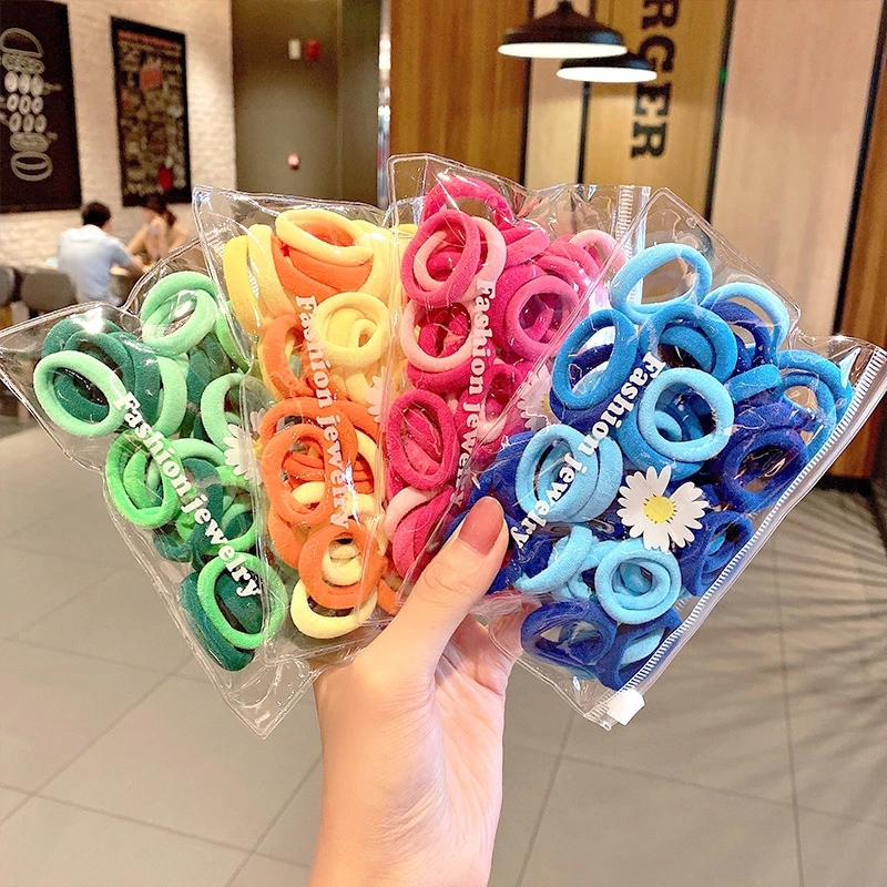 Túi 50 dây thun buộc tóc nhiều màu sắc xinh xắn cho bé