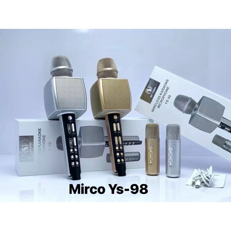 Mic Cầm Tay Bắt Bluetooth Hát Karaoke YS-98 Mới nhất kèm 1 Mic Hát Song Ca Cực Hay bảo hành 1 năm