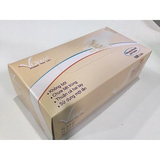 hộp 50 đôi găng tay k bột màu trăng vglove khải hoàn cao cấp