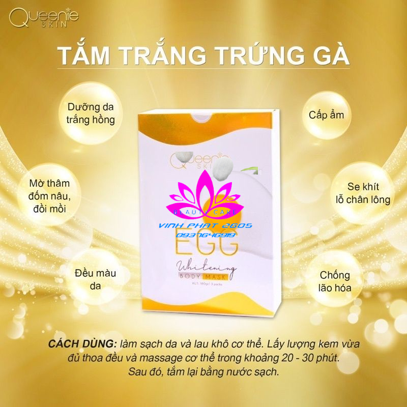 Tắm Trắng Body Trứng Vàng Queenie Skin Chính Hãng- Mua 1 Được 3
