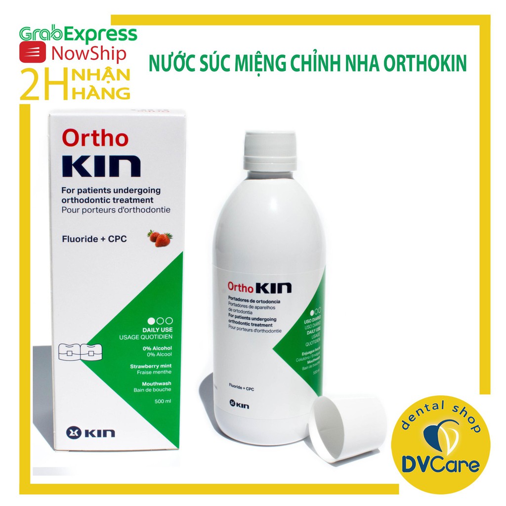 Nước súc miệng dành cho răng niềng, răng chỉnh nha Ortho KIN 500ml [dvcareshop]