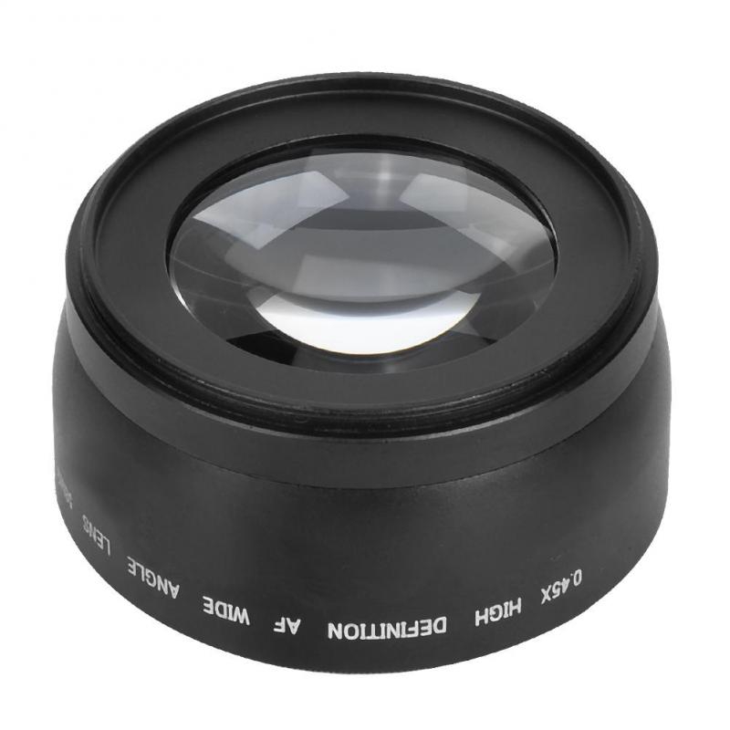 Ống kính góc rộng và macro 58mm 0.45X màu đen cho máy ảnh SLR DSLR