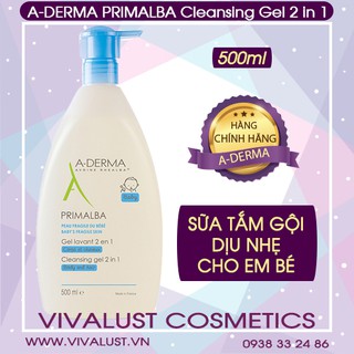 Gel Tắm ADERMA Primalba Cleansing Gel 2 In 1 (500ml) - Tắm Gội Dịu Nhẹ Cho Bé