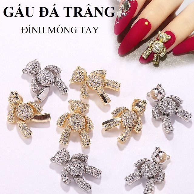 Charm gấu đính móng tay