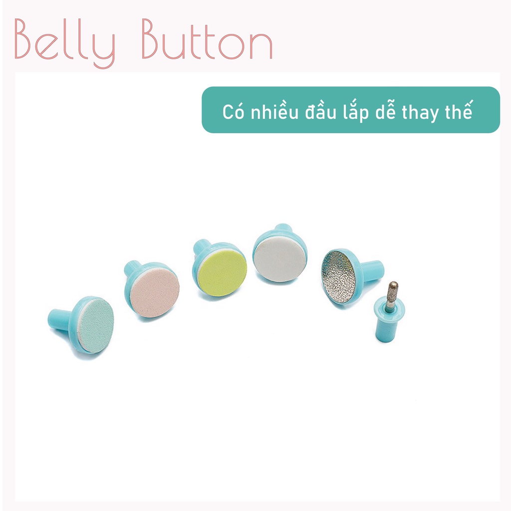 Máy cắt bấm móng tay Belly Button cho bé, đồ dũa mài móng tay cho trẻ sơ sinh không cảm giác đau có 5 đầu cắt và kèm pin