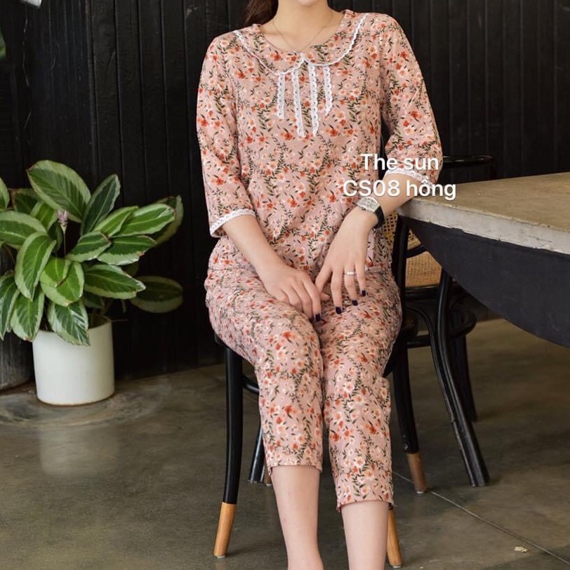 [Dáng Đẹp - Trẻ Trung] Bộ Đồ Mặc Nhà Nữ Hàng Cao Cấp Siêu Sang - Mã CS08 Chất Lụa Giấy Mát Mịn 2 Màu Xanh Và Hồng | BigBuy360 - bigbuy360.vn