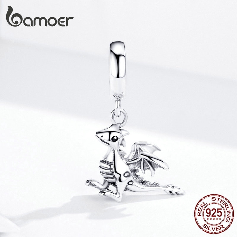 Mặt dây chuyền Bamoer bằng bạc 925 hình rồng châu Âu 3D độc đáo