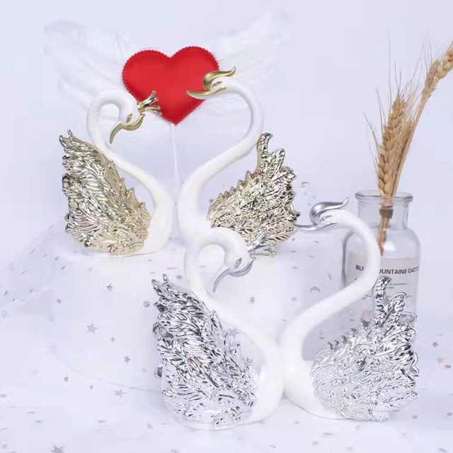 Thiên nga vàng - bạc trang trí bánh sinh nhật , bánh kem , mô hình trang trí bánh , phụ kiện sinh nhật