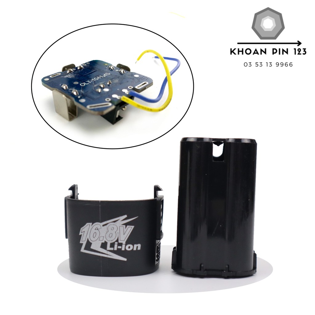 Vỏ mạch pin 16.8v 4s li-ion, giắc sạc DC dùng đóng pin máy khoan, bắt vít TQ
